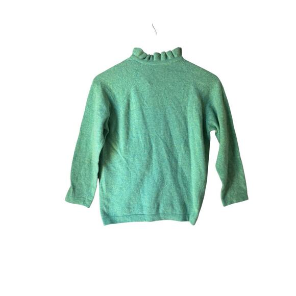 Vintage Stefano WPL 3156 Wool Blend Cardigan Aqua Blue Ruffle Neck - Picture 2 of 6